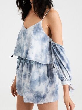 American Eagle Tassel Overlay Romper